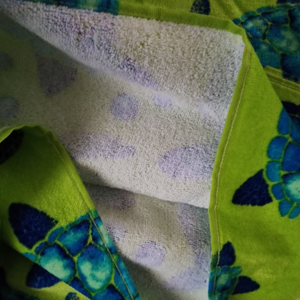Deborah Connolly Beach Towel Pool Turtle Tropical Watercolor Blue Green - Picture 3 of 5